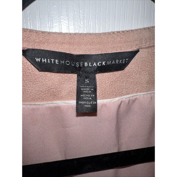 WHITE HOUSE BLACK MARKET WHBM Fringe Leather Suede Jacket Small Light Pink Boho - Picture 7 of 16